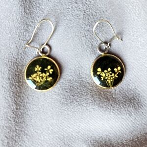 ( Prague ) Artisan Sterling Silver and Floral Drop Earrings